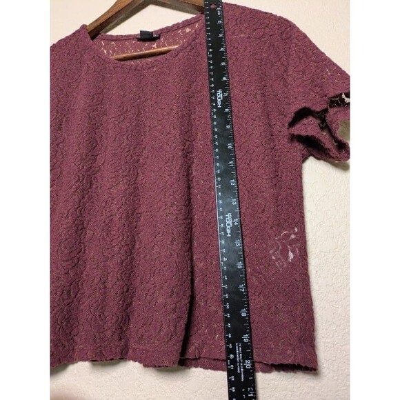 Joe Boxer Burgundy Lace Sheer Crop Top Size Large Whimsigoth Grunge Romantic - Picture 5 of 9
